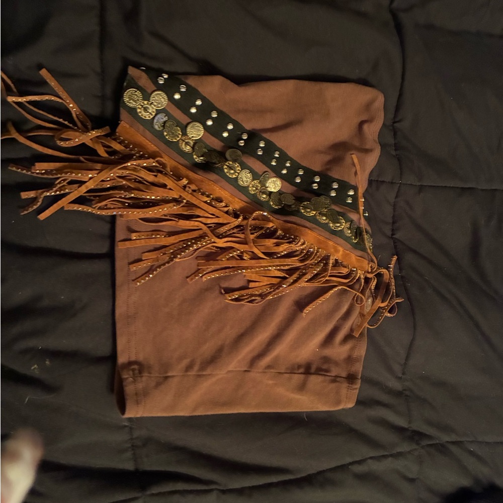 Stylish Brown Crop Top with Gold Details